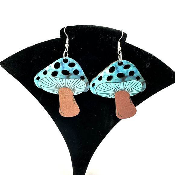 Mushroom Earrings Funky‎ Dangle Drop Earrings Novelty Quirkycore - Picture 1 of 8